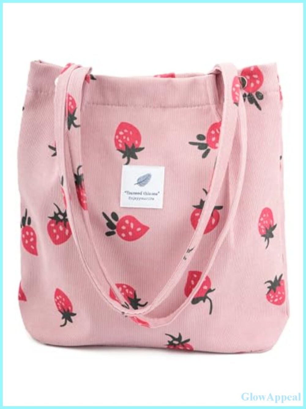 Corduroy Tote Bag with Inner Pockets for Work Beach Travel Shopping